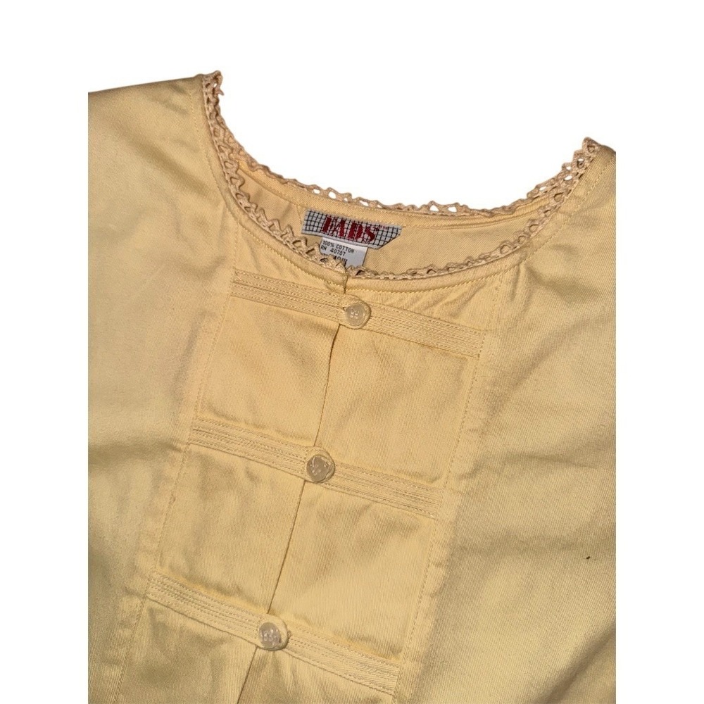 FADS Dress Womens Plus Size 16W Yellow Midi Cottagecore Button Front vintage 80s - Picture 7 of 10